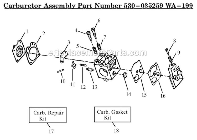 Page A Diagram and Parts List for HP30SB  Weed Eater Trimmer